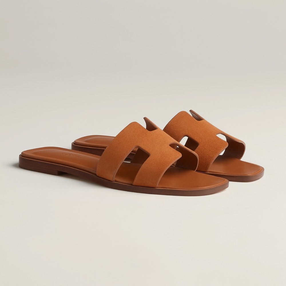 Hermes Oran Sandal Naturel Tan Suede 38
